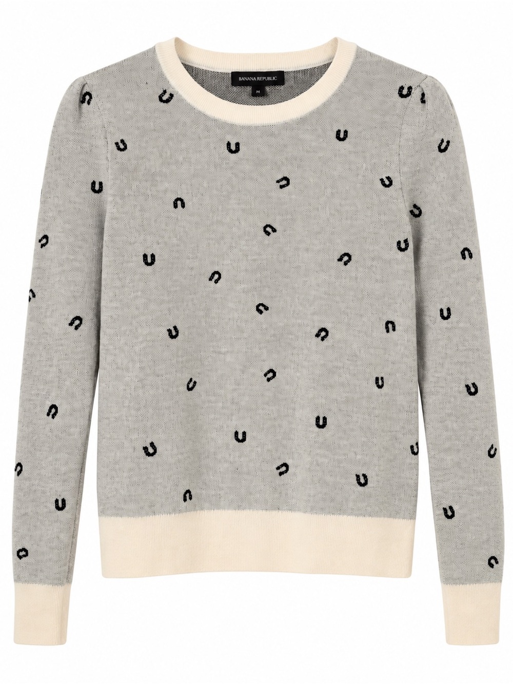 Banana Republic Merino Wool Blend Horseshoe Sweater - Grey, Size M